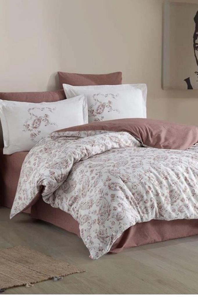 Calvina Çift Kişilik Ranforce Nevresim Takımı Kahve - 1