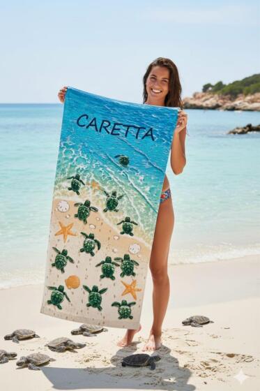 Caretta %100 Pamuk 75x150 cm Plaj Havlusu - Çeyiz Diyarı