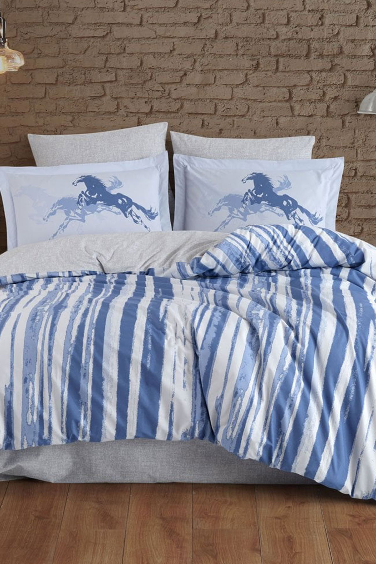 Cascade Çift Kişilik Poplin Nevresim Takımı Mavi - 1