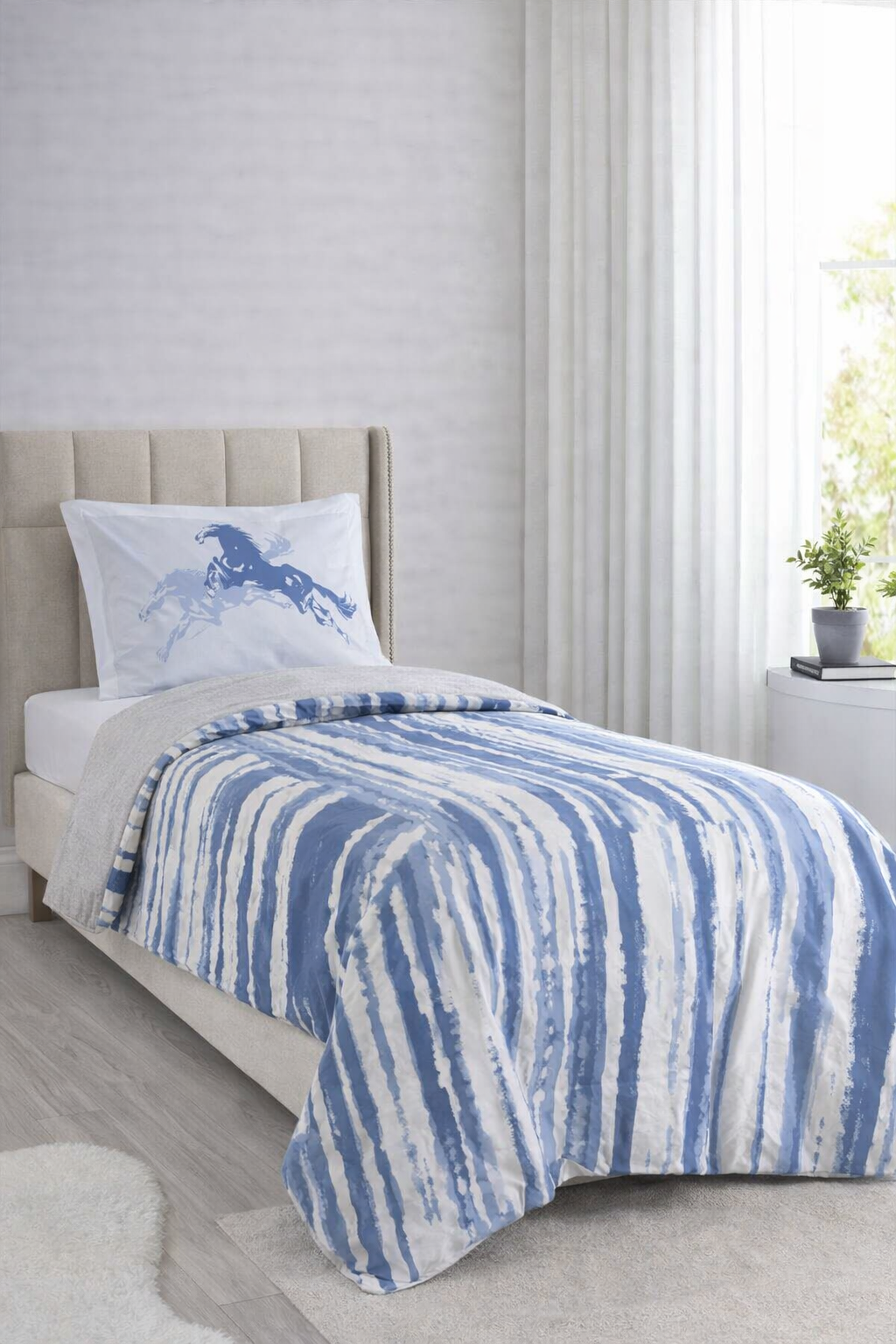 Cascade Tek Kişilik Ranforce Nevresim Takımı Mavi - 1