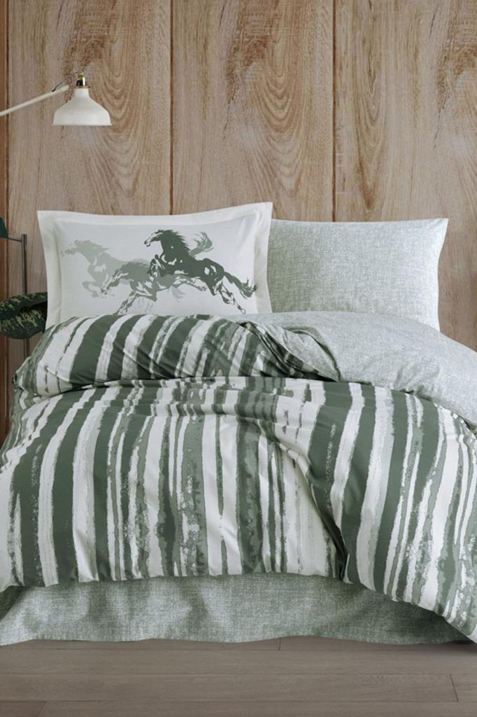 Cascade Tek Kişilik Ranforce Nevresim Takımı Yeşil - 1