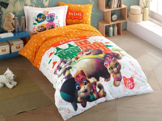 Cats Style Çocuk Nevresim Takımı Turuncu - Hobby