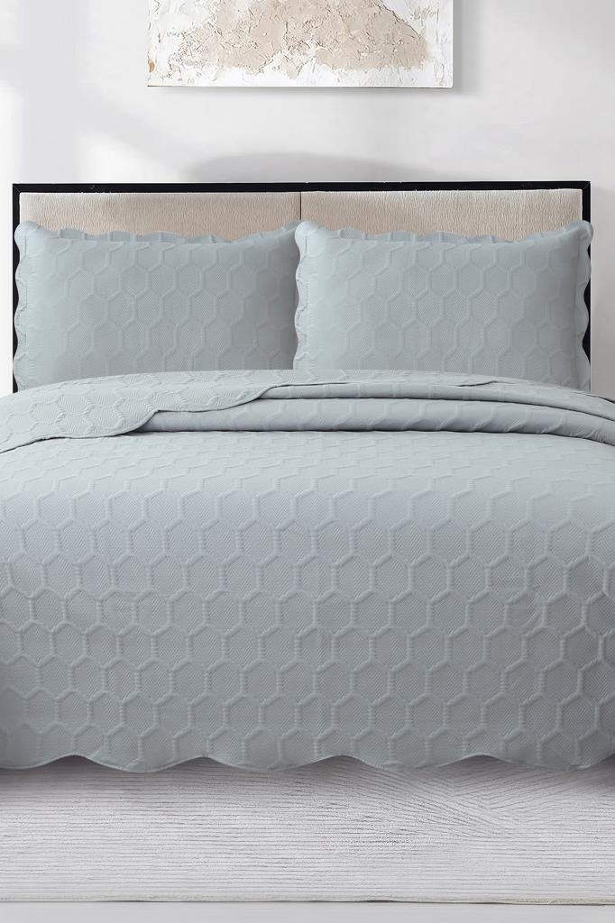 Cenevre Elyaf Dolgulu Çift Kişilik 240x260 Cm Yatak Örtüsü Antrasit - 1