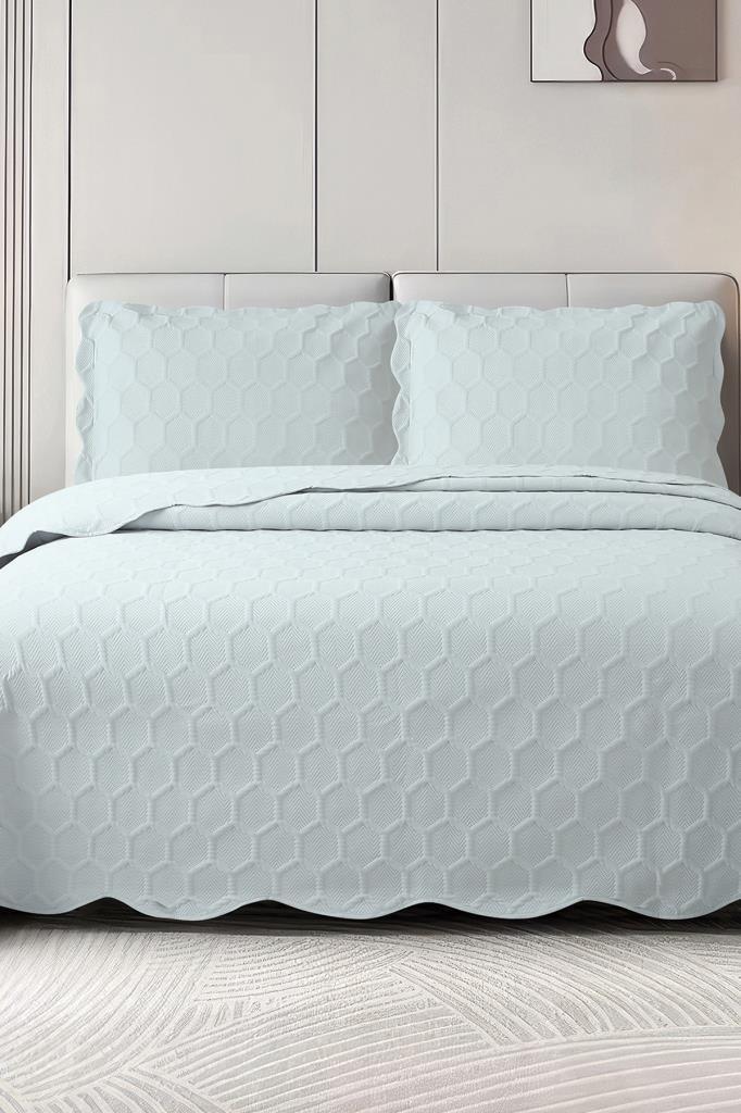 Cenevre Elyaf Dolgulu Çift Kişilik 240x260 Cm Yatak Örtüsü Gri - 1