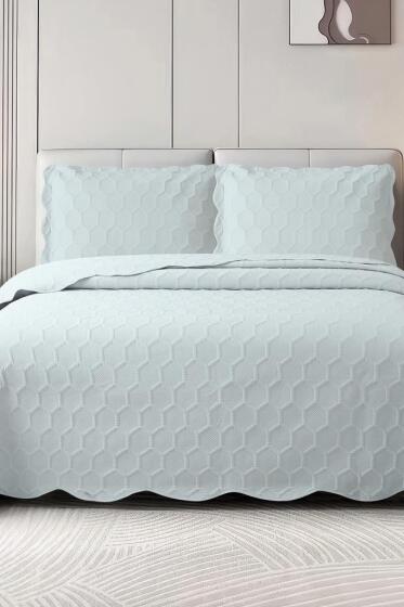 Cenevre Elyaf Dolgulu Çift Kişilik 240x260 Cm Yatak Örtüsü Gri - Çeyiz Diyarı