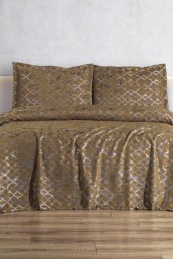 Ceres 3 Parça Çift Kişilik Pike Takımı 230x250 Kahve - 1
