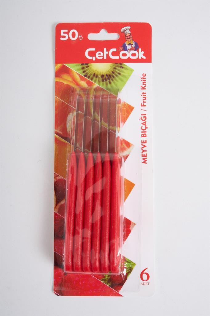 ÇETCOOK 6'LI MEYVE BIÇAĞI KIRMIZI - 1