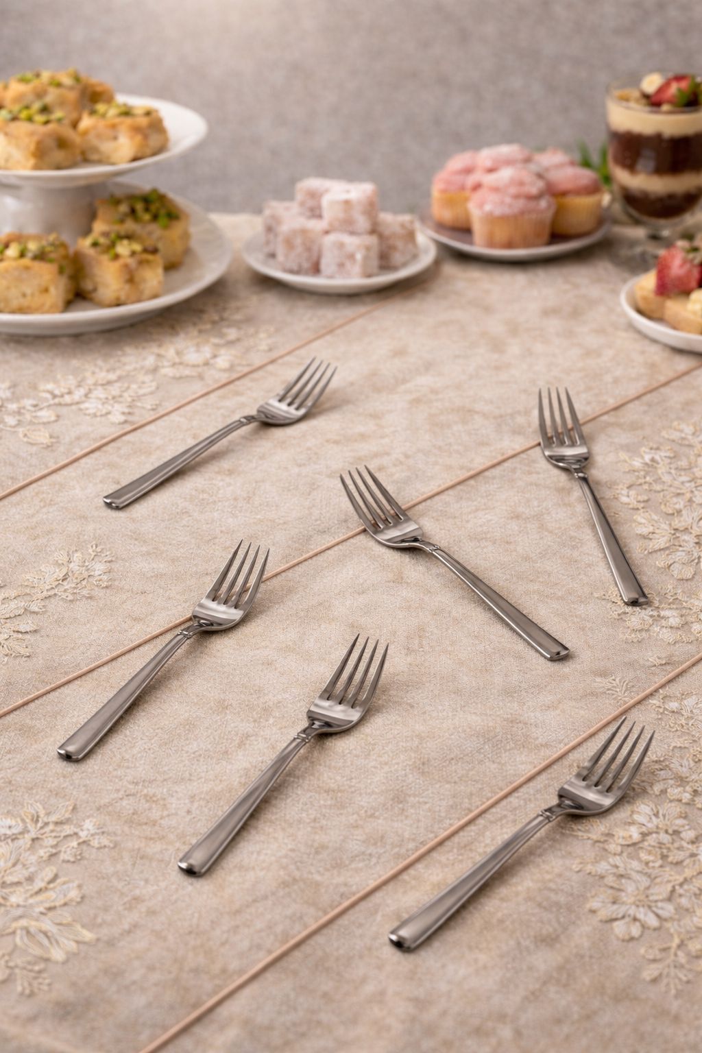 ÇETCOOK STAR 18/10 ÇELİK 6lı TATLI ÇATAL SETİ - 1