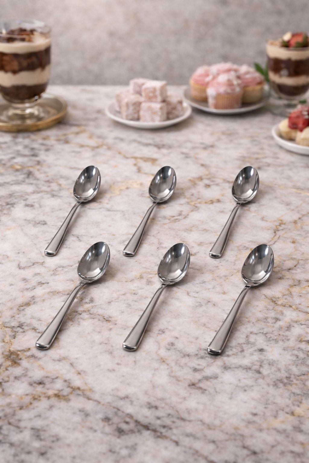 ÇETCOOK STAR 18/10 ÇELİK 6lı TATLI KAŞIĞI SETİ - 1