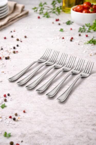 ÇETCOOK STAR 18/10 ÇELİK 6lı YEMEK ÇATAL SETİ - Çeyiz Diyarı