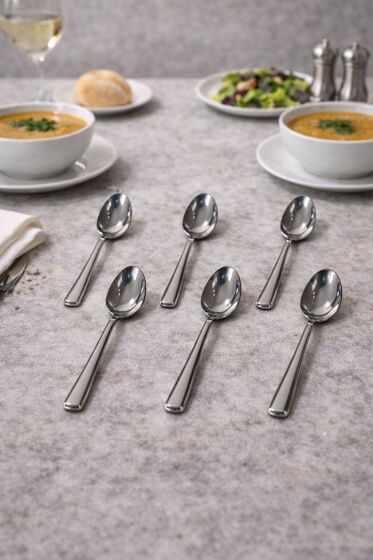 ÇETCOOK STAR 18/10 ÇELİK 6lı YEMEK KAŞIĞI SETİ - Çeyiz Diyarı