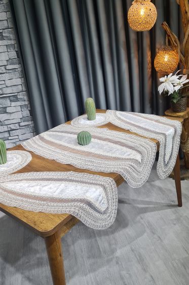 Çeyiz Diyarı Adella Kadife 5 Parça Salon Takımı Krem - Gold - Çeyiz Diyarı