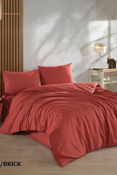 Çeyiz Diyarı Almond Lastikli Çarşaflı Çift Kişilik Nevresim Takımı Kiremit - Çeyiz Diyarı