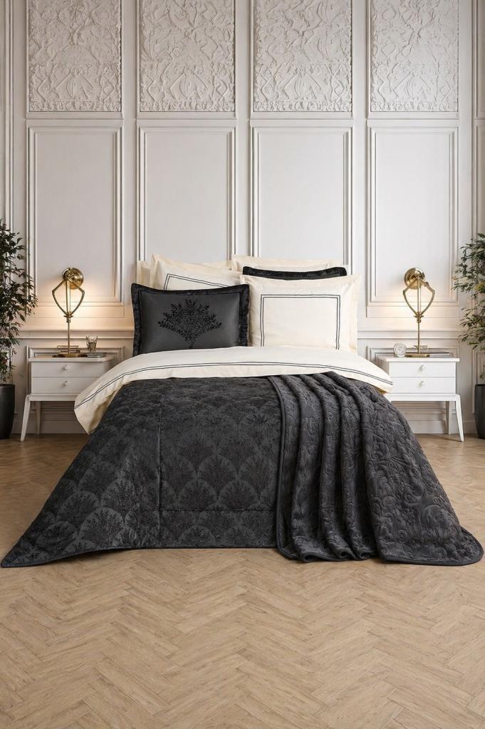 Çeyiz Diyarı Asel 10 Parça Çeyiz Seti Antrasit - 1