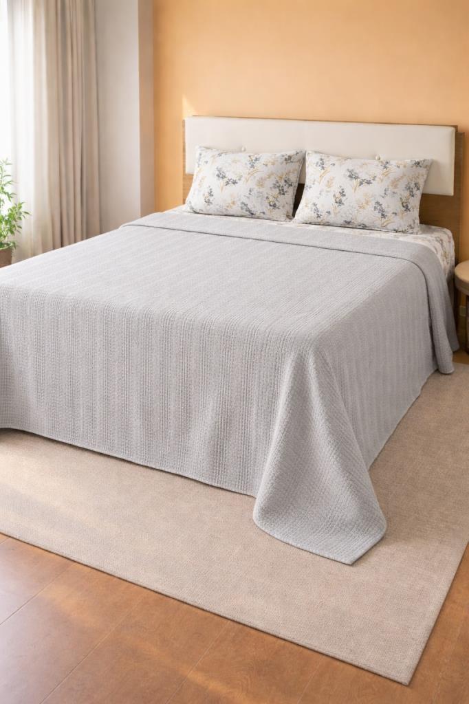 Çeyiz Diyarı Balım Çift Kişilik Pamuklu Pike Takımı Gri - 1