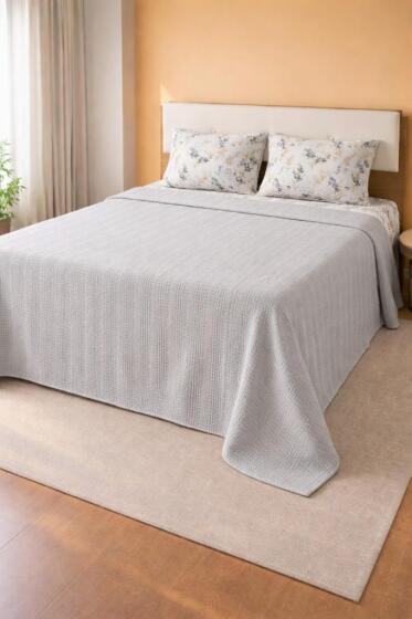 Çeyiz Diyarı Balım Çift Kişilik Pamuklu Pike Takımı Gri - Çeyiz Diyarı