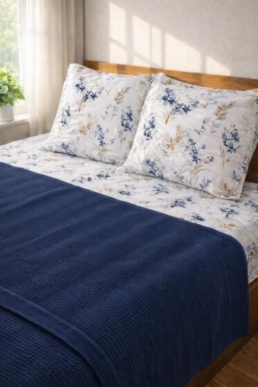 Çeyiz Diyarı Balım Çift Kişilik Pamuklu Pike Takımı Lacivert - Çeyiz Diyarı (1)