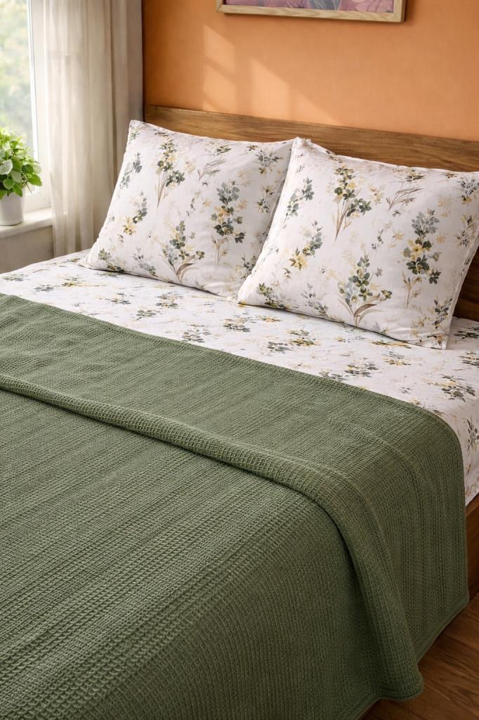 Çeyiz Diyarı Balım Çift Kişilik Pamuklu Pike Takımı Yeşil - 2