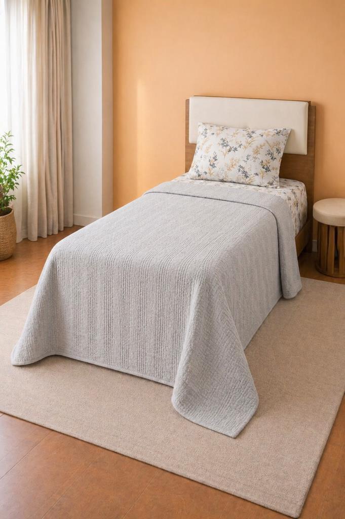 Çeyiz Diyarı Balım Tek Kişilik Pamuklu Pike Takımı Gri - 1