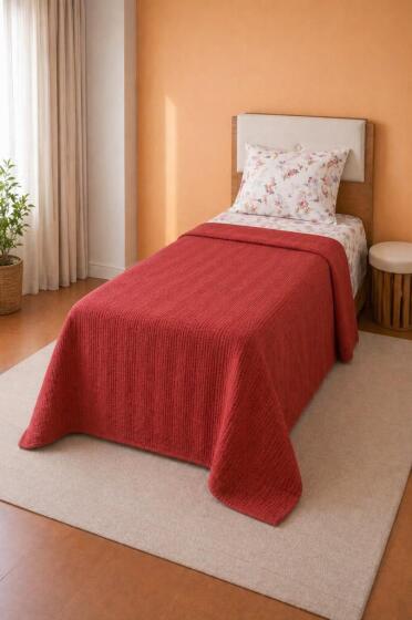 Çeyiz Diyarı Balım Tek Kişilik Pamuklu Pike Takımı Kiremit - Çeyiz Diyarı