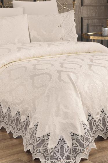 Çeyiz Diyarı Bellisimo Çift Kişilik Pike Takımı Krem - Çeyiz Diyarı