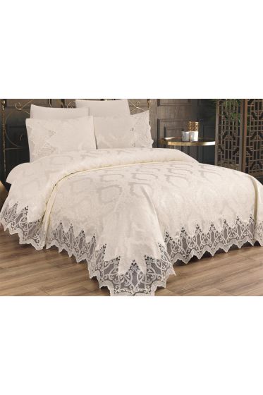 Çeyiz Diyarı Bellisimo Çift Kişilik Pike Takımı Krem - Çeyiz Diyarı (1)