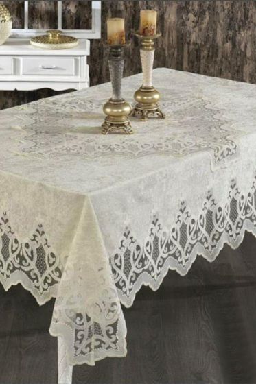 Çeyiz Diyarı Bellisimo Tek Masa Örtüsü 160x220 Cm Bej - Çeyiz Diyarı