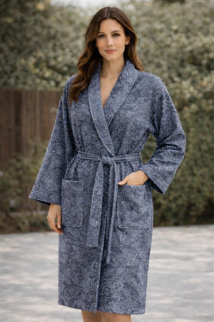 Çeyiz Diyarı Calista Şal Yaka Tek Bornoz - 1