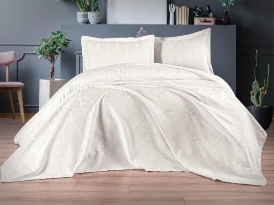 Çeyiz Diyarı Carlotta 3 Parça Yatak Örtüsü Takımı Krem - Çeyiz Diyarı