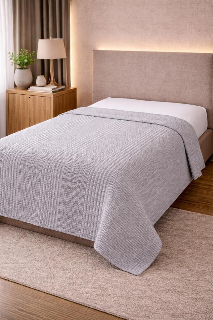 Çeyiz Diyarı Çift Kişilik Yazlık Pamuklu Tek Pike Gri - 1