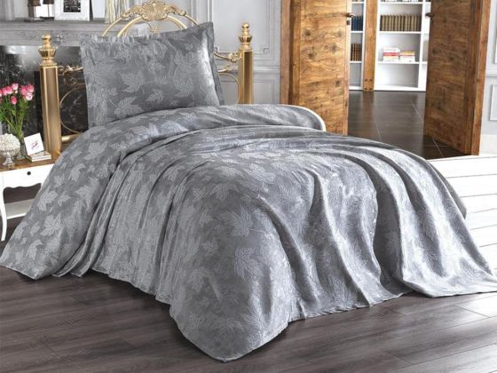Çeyiz Diyarı Çınar Tek Kişilik Jakarlı Yatak Örtüsü Silver - Çeyiz Diyarı