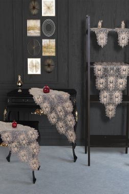 Çeyiz Diyarı Çınar Tül 5 Parça Salon Takımı Gold - 1