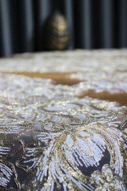 Çeyiz Diyarı Çınar Tül 5 Parça Salon Takımı Gold - 3