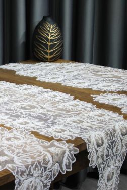 Çeyiz Diyarı Çınar Tül 5 Parça Salon Takımı Gümüş Kahve - 1