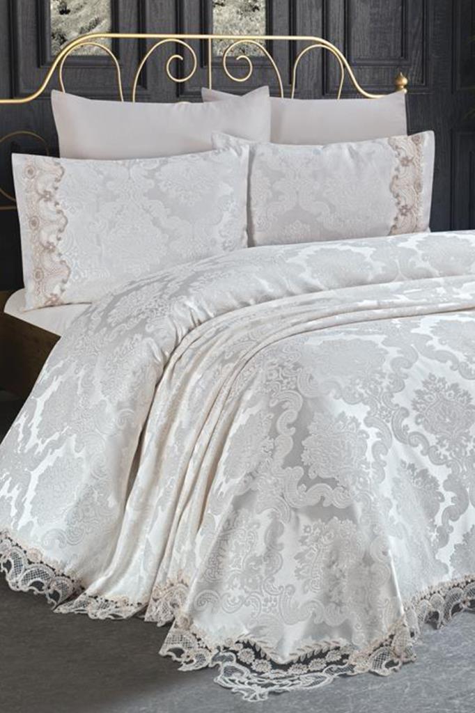 Çeyiz Diyarı Crown Yatak Örtüsü Krem - 1