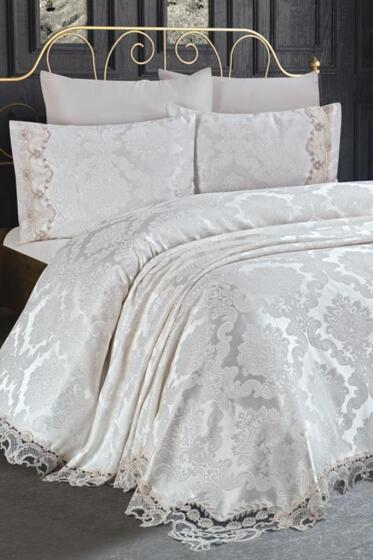 Çeyiz Diyarı Crown Yatak Örtüsü Krem - Çeyiz Diyarı