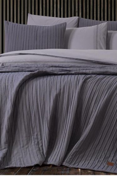 Çeyiz Diyarı Denim 9 Parça Nevresimli Yatak Örtüsü Takımı Antrasit Gri - Çeyiz Diyarı
