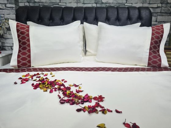 Çeyiz Diyarı Fixi Pamuk Saten Nevresim Takımı Krem Bordo - Çeyiz Diyarı (1)