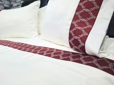 Çeyiz Diyarı Fixi Pamuk Saten Nevresim Takımı Krem Bordo - 4