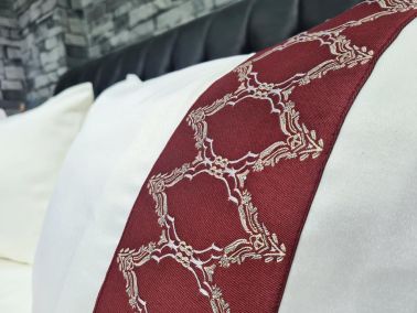 Çeyiz Diyarı Fixi Pamuk Saten Nevresim Takımı Krem Bordo - 5