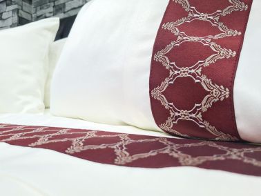 Çeyiz Diyarı Fixi Pamuk Saten Nevresim Takımı Krem Bordo - 6