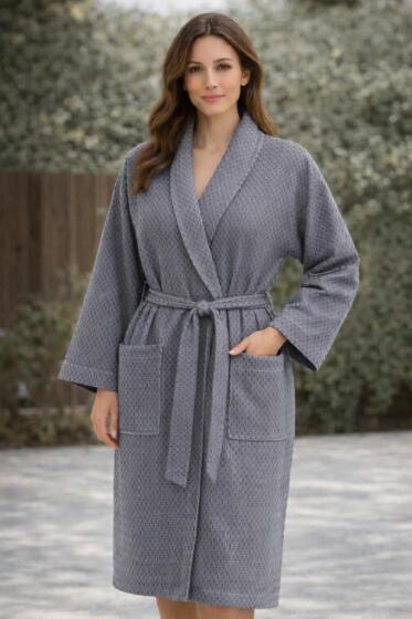 Çeyiz Diyarı Flaminga Şal Yaka Tek Bornoz - Çeyiz Diyarı