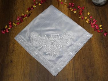 Çeyiz Diyarı Fransız Güpürlü Karanfil Saten Bohça Silver - 1