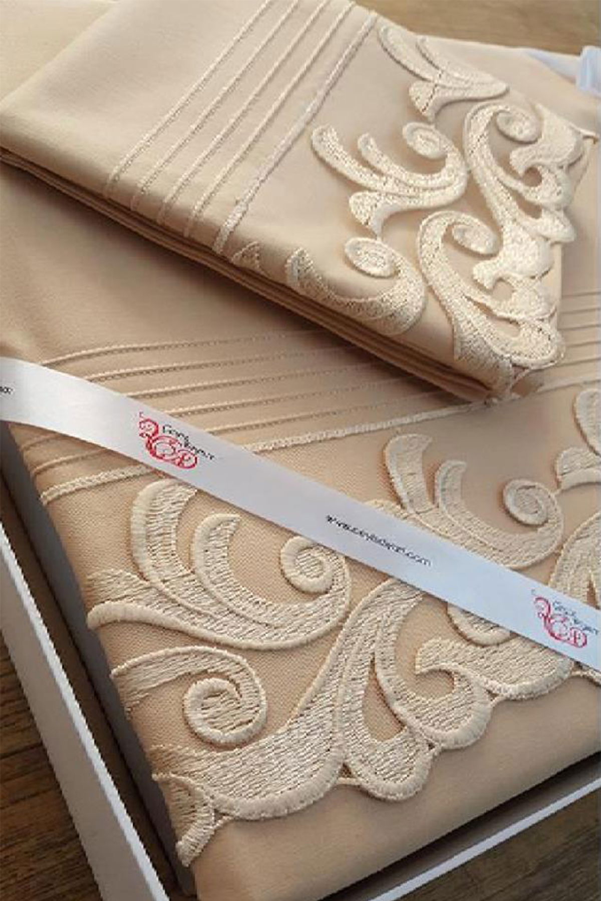 Çeyiz Diyarı Fransız Güpürlü Nervürlü Belinda Nevresim Takımı Cappucino - 3