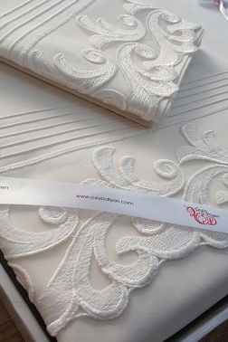 Çeyiz Diyarı Fransız Güpürlü Nervürlü Belinda Nevresim Takımı Krem - 4