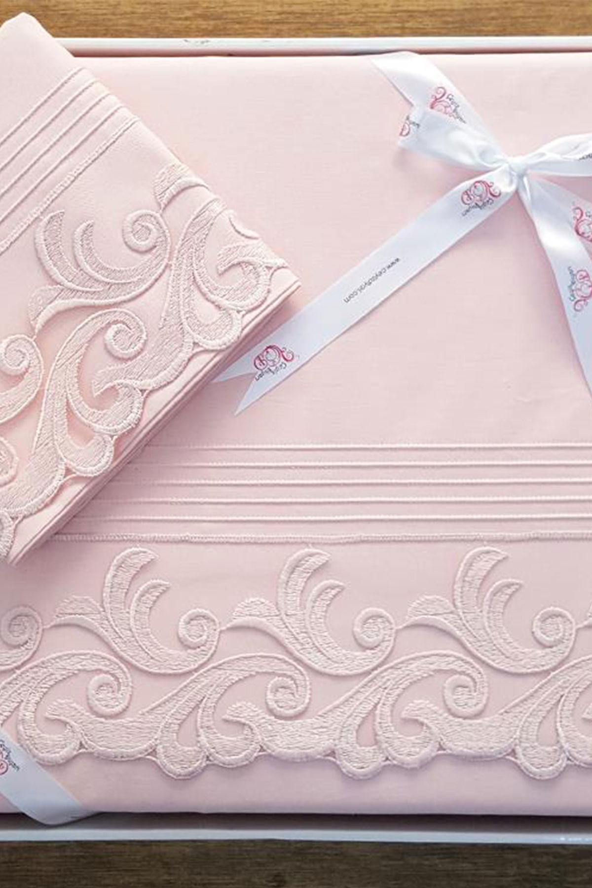 Çeyiz Diyarı Fransız Güpürlü Nervürlü Belinda Nevresim Takımı Pudra - 2