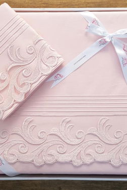 Çeyiz Diyarı Fransız Güpürlü Nervürlü Belinda Nevresim Takımı Pudra - 2