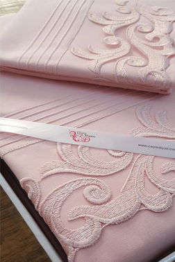 Çeyiz Diyarı Fransız Güpürlü Nervürlü Belinda Nevresim Takımı Pudra - 3