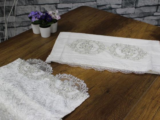 Çeyiz Diyarı Fransız Güpürlü Nesli Kadife 4 Lü Bohça Seti Krem - Çeyiz Diyarı (1)
