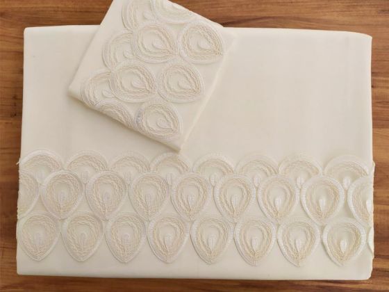 Çeyiz Diyarı Fransız Güpürlü Rüveyda Nevresim Takımı 6 Parça Krem - Çeyiz Diyarı